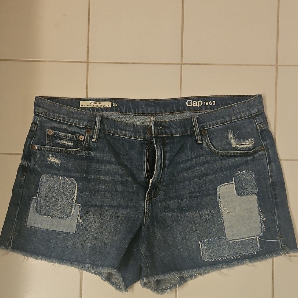 GAP Women's Distressed Blue Jean Shorts